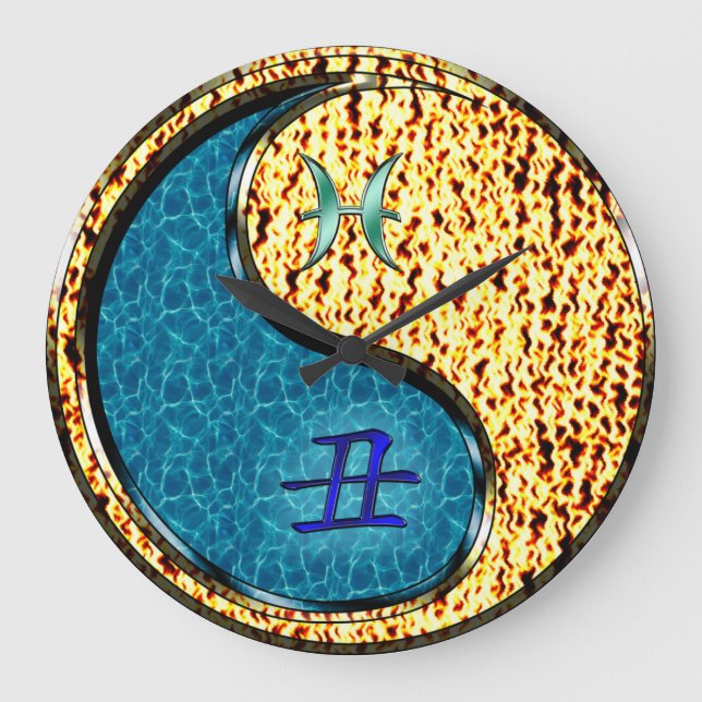 Pisces & Fire Ox Large Clock (Front)