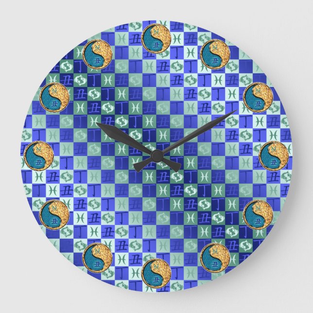 Pisces & Fire Ox Large Clock (Front)