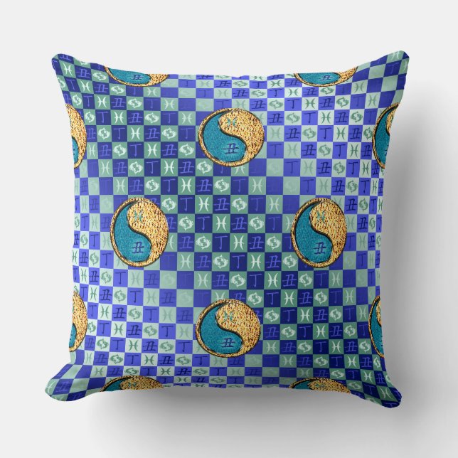 Pisces & Fire Ox Throw Pillow (Front)