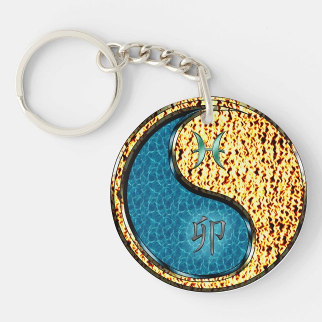 Pisces & Fire Rabbit Key Ring (Front)