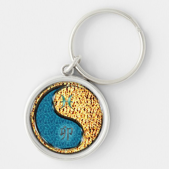 Pisces & Fire Rabbit Key Ring (Front)