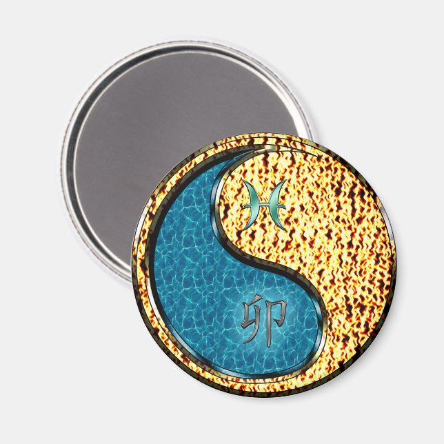 Pisces & Fire Rabbit Magnet (Front/Back)
