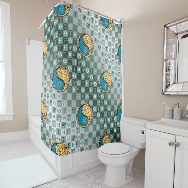 Pisces & Fire Rabbit Shower Curtain (In Situ)