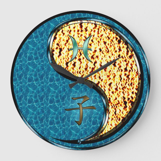 Pisces & Fire Rat Large Clock (Front)