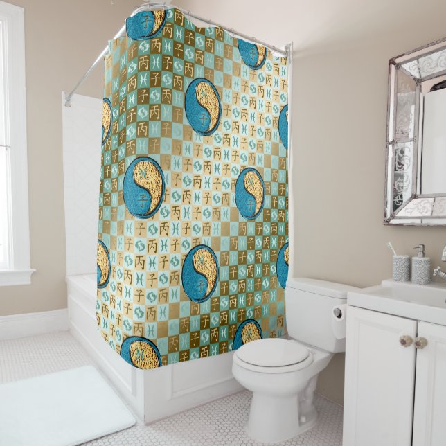 Pisces & Fire Rat Shower Curtain (In Situ)