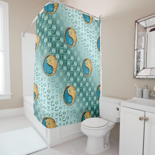 Pisces & Fire Snake Shower Curtain (In Situ)
