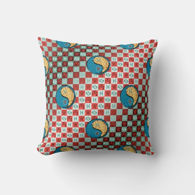 Pisces & Fire Tiger Cushion (Front)