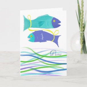 Pisces Fish Birthday-Colourful Fish Art Card