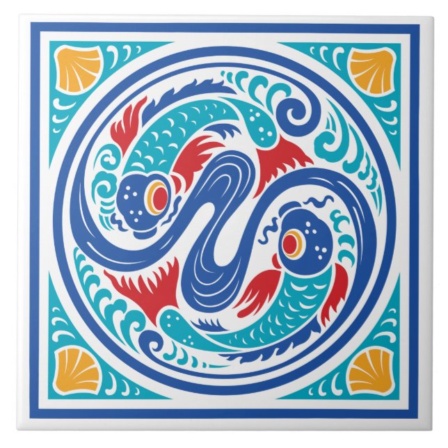 Pisces Fish Ceramic Tile (Front)