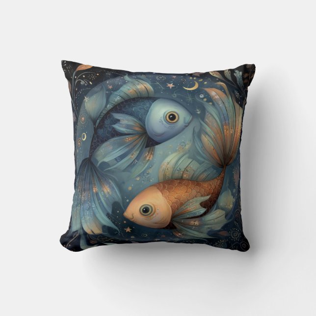 Pisces Fish Zodiac Astrology Celestial Birthday Cushion (Front)