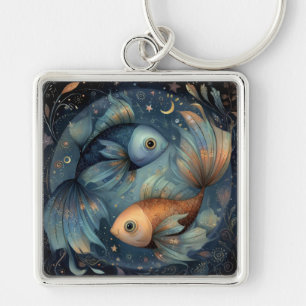 Pisces Fish Zodiac Astrology Celestial Birthday Key Ring