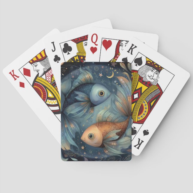 Pisces Fish Zodiac Astrology Celestial Birthday Playing Cards (Back)