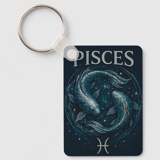 Pisces Fish Zodiac Celestial Astrology Symbol Key Ring (Front)