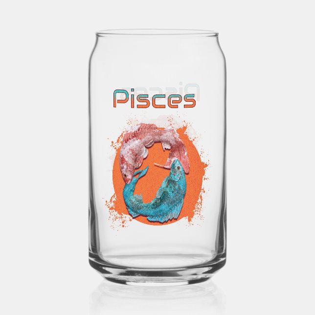 Pisces Fish Zodiac Horoscope Water Astrology Sign  Can Glass (Front)