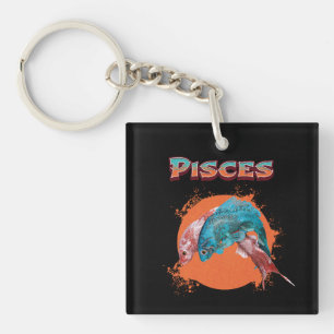 Pisces Fish Zodiac Horoscope Water Astrology Sign Key Ring