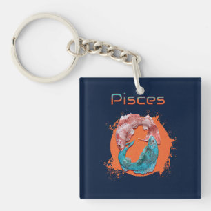 Pisces Fish Zodiac Horoscope Water Astrology Sign Key Ring