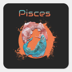 Pisces Fish Zodiac Horoscope Water Astrology Sign Square Sticker