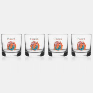 Pisces Fish Zodiac Horoscope Water Astrology Sign Whiskey Glass