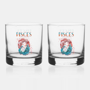 Pisces Fish Zodiac Horoscope Water Astrology Sign Whiskey Glass