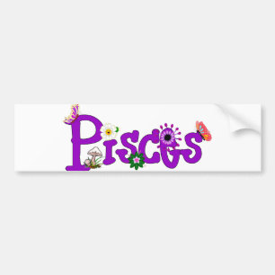 Pisces Flowers Bumper Sticker