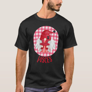 Pisces Garden Gnome Zodiac Birthday Gingham Cute C T-Shirt