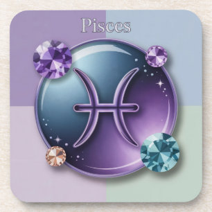 Pisces Gemstones Plastic Coaster Set
