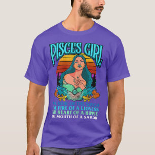 Pisces Girl Teens Women Retro Vintage Zodiac Birth T-Shirt