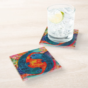 Pisces Glass Drink Coasters