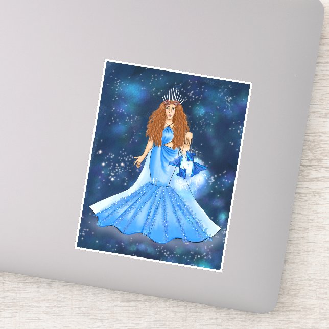 Pisces Goddess in Celestial Galaxy Space (Detail)