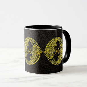 Pisces Gold on Leather Mug