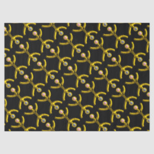PISCES GOLD ZODIAC BIRTHDAY JEWEL AND PEARLS Black Tissue Paper
