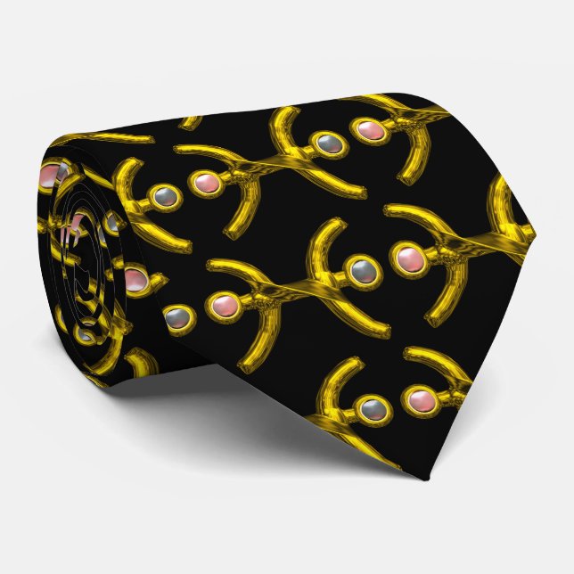 PISCES,Gold Zodiac Birthday Jewel,Black Tie (Rolled)