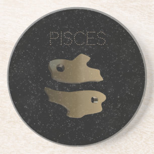 Pisces golden sign coaster