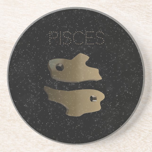 Pisces golden sign coaster (Front)