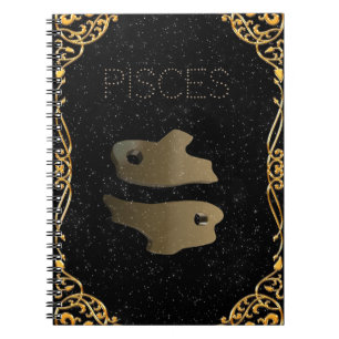 Pisces golden sign notebook
