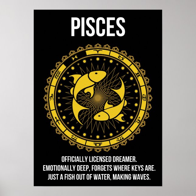 Pisces - Horoscope, Funny Zodiac Sign Humour (Front)