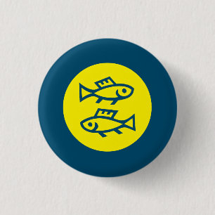 Pisces Horoscope Yellow Blue Modern Minimalist 3 Cm Round Badge