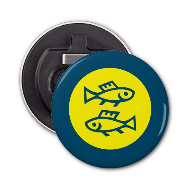 Pisces Horoscope Yellow Blue Modern Minimalist Bottle Opener (Front)