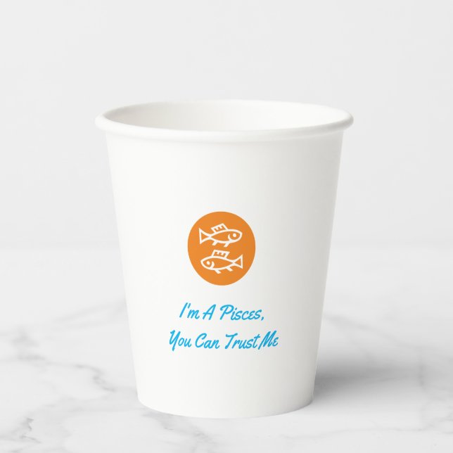 Pisces Horoscope Zodiac Sign Modern Minimalist Paper Cups (Front)