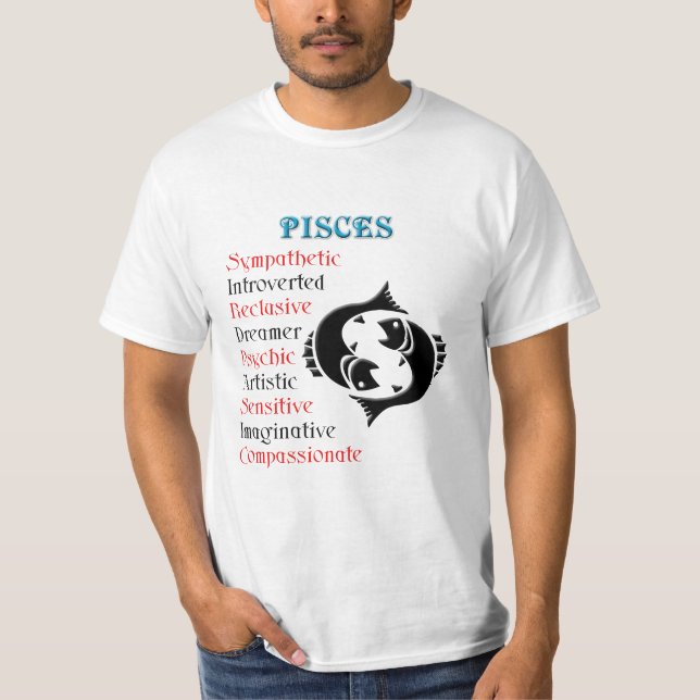 Pisces Horoscope Zodiac Sign T-Shirt (Front)