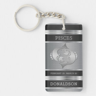 Pisces ♓ in Black and Silver Mesh Key Ring