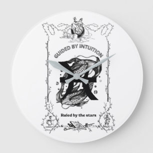 Pisces Intuition Celestial Design Large Clock