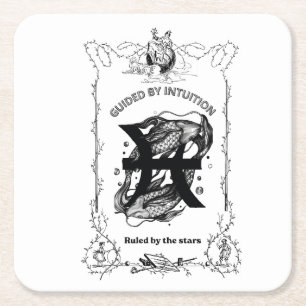 Pisces Intuition Celestial Design Square Paper Coaster