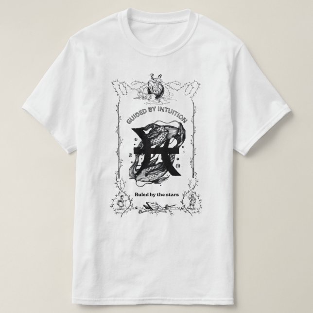 Pisces Intuition Celestial Design T-Shirt (Design Front)