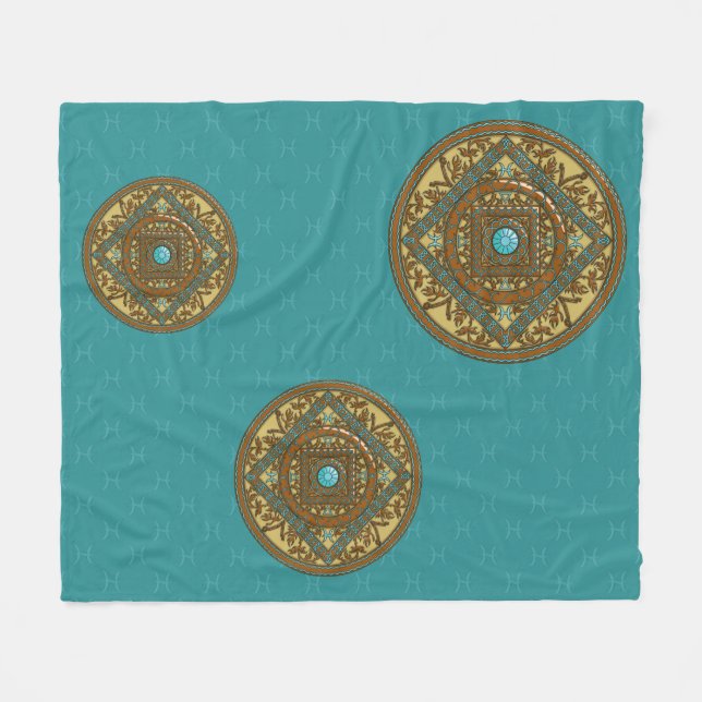 Pisces Mandala Fleece Blanket (Front (Horizontal))