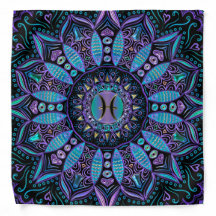 Pisces Mandala in Turquoise and Purple