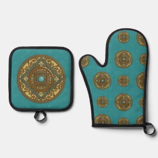 Pisces Mandala Oven Mitt & Pot Holder Set