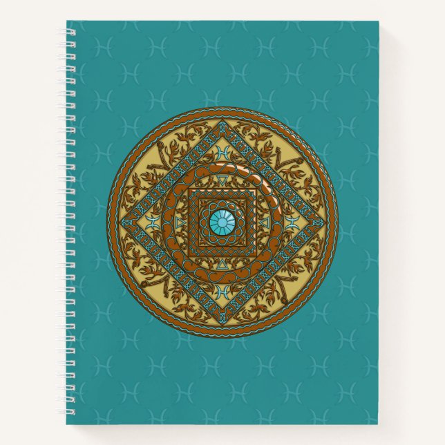 Pisces Mandala Spiral Notebook (Front)