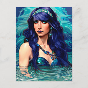 Pisces Mermaid Queen Original Fantasy art  Postcard