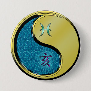 Pisces & Metal Boar 7.5 Cm Round Badge